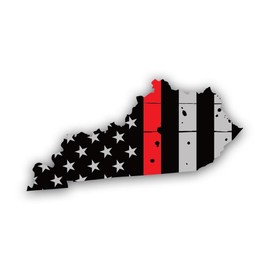 Distressed Kentucky State Shaped Subdued Red Line Sticker for Water Bottle Phone Tumbler Hard hat - Twelve Pack
