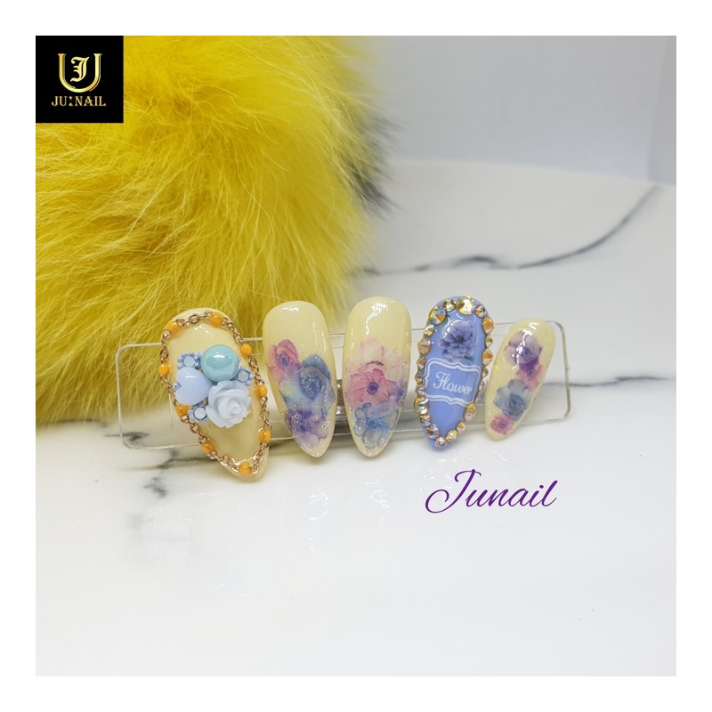 Retro Flower Handmade Nail Tips - Long Oval / 레트로플라워