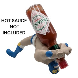 Luchador Hot Sauce Holder - 3D Printed Kitchen Decor, Unique Gift for Chili Lovers & Home Chefs (Blue/White/Yellow)
