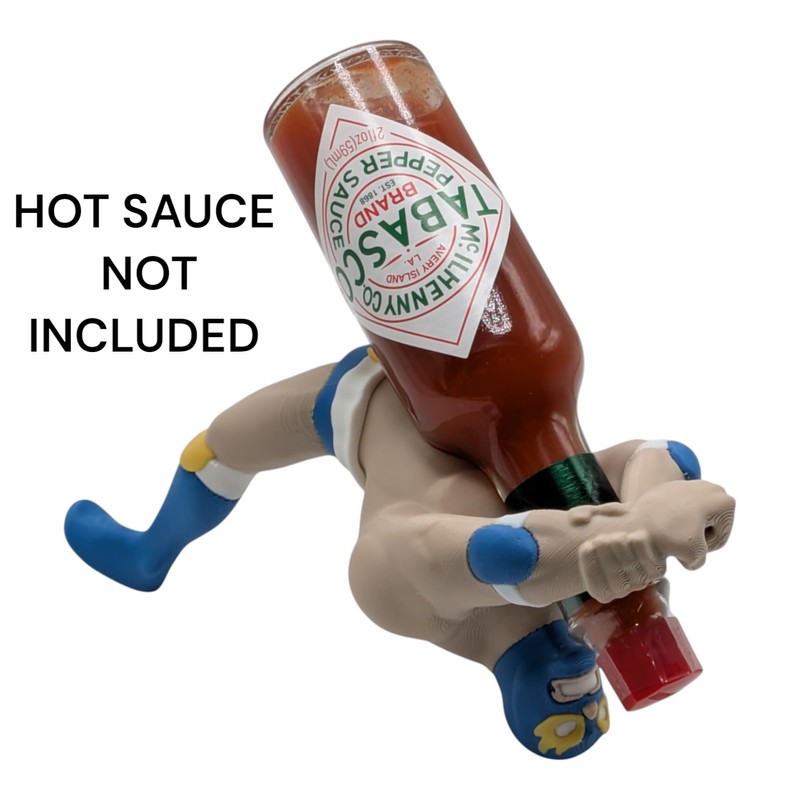Luchador Hot Sauce Holder - 3D Printed Kitchen Decor, Unique