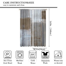 Cortinas rústicas de color café tostado, gris con estampado abstracto y bolsillo para barra, cortinas de ventana para recámara, sala de estar, 42 x 63 pulgadas