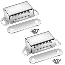 ciciment Magnetic Door Catch, Stainless Steel Cabinet Magnets for Kitchen Wardrobe Bathroom Cupboard Drawer Closures, Strong Magnet Latches for Small Cabinet Doors (2 pcs)