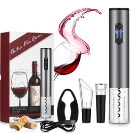 Sacacorchos Eléctrico de Vinos, Abridor Eléctrico para Vino Sacacorcho Descarchador Accesorio para Vino Juego de 4 Piezas(USB recargable)
