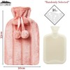 2 Litre Hot Water Bottle with Luxury Fluffy Fur Cover