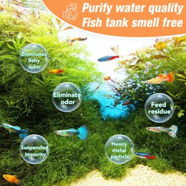 WDEFUN Aquarium Filter Media, 300 ml 2 Packs with Free Mesh Bag Organic Filtration Resin, Remove Driftwood Tannins Suitable for Freshwater and Saltwater Fish Tank