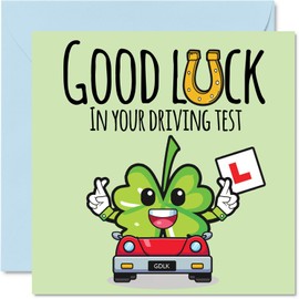 Driving Test Good Luck Cards-Leaf Clover - Driving Exam Good Luck Charm, 145mm Greeting Cards for Friends Family