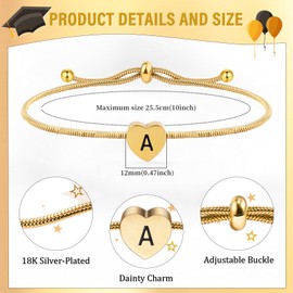 QianSiLi Graduation Gifts For Her 26 Initial Bracelet Gold Bracelet For Women Jewellery Thank You Teacher Gifts For Women Daughter Sisters Friends C