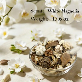 MAISONRINA Large Potpourri Bag,Magnolia Scented Potpourri Bowl Filler, White Decorative Dried Flower, Bathroom Vase Decor(20 oz)