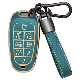 Kespevn for Hyundai Ioniq 5 Key Fob Cover Soft TPU with Leather Keychain 360 Degree Protection Key Case Shell Holder Fits for 2023 2022 2021 2020 Hyundai Ioniq 5 Nexo Tucson Sonata (8 Button, A Gray)