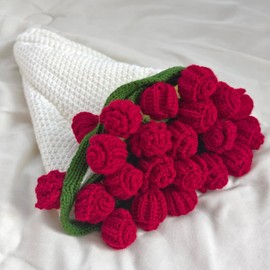 SoffMoiis Manta de Flores de Ganchillo en Forma de Ramo, Mantas de Rosas Hechas a Mano, 61Cm de Diámetro Floral Suave Regalos Románticos para Mamá, Novia, Esposa, Cumpleaños, Boda, Decoración del