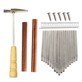 Alnicov 17 Keys Kalimba DIY Accessory Kit Mbira Thumb Piano with Keys Wood Bridge and Wooden Handle Hammer