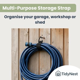 TidyNest | Heavy Duty Storage Straps | 4-Pack Medium 16.5cm | Hook and Loop Cable, Wire & Hose Organiser with Hanging Clip | Cord, Rope & Pipe Hanger for Garage, Workshop, Home & Camping