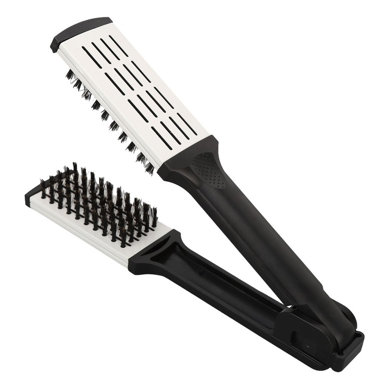 Hair Straightening Double Brush Comb Soft Bristles Prevent Static Heat