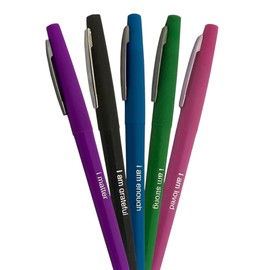 Felt Tip Pens with Positive Affirmations – Perfect for Teachers & Educators, Marking & Corrections – Great for Writing, Journals, Drawing, Planning – Great Christmas gift! (5 pack)