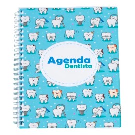 Agenda Dentista 2025 Blanca Personalizada, de Medio Oficio y Anillada