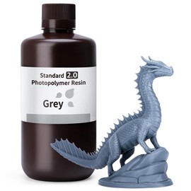 ELEGOO Upgraded Standard Resin 2.0, Resin for 3D Printer with High Precision, Low Odor, Higher Toughness, 405nm UV Curing Photopolymer Resin for Mars Saturn MSLA DLP LCD 3D Printing (Grey 1000g)