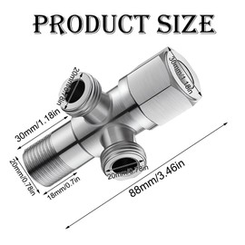 Angle Valve 1/2 Inch, 304 Stainless Steel Angle Valve with 2 Outlets, Water Connection Angle Valves, Water Valve, Stainless Steel Double Valve for Wall Thread 1/2 Inch, Double Angle Valves Regulating