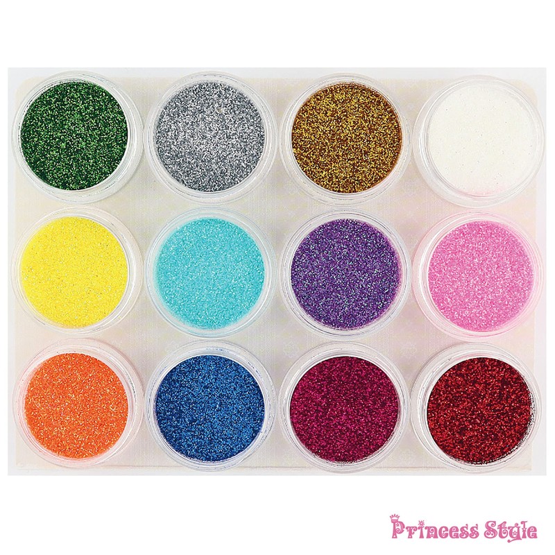 Princess-style Glitter for Nail & Resin (Spill Resistant), 12pcs/set