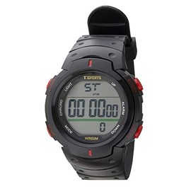 Clefer TS-D153-RD Digital Wristwatch, Waterproof, Multi-functional, Urethane Strap, Black, Dial color - black, Watch Alarm, Stopwatch, Simple