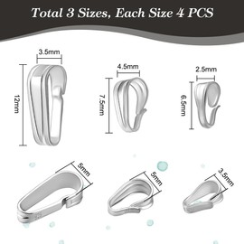 PH PandaHall 925 Sterling Silver Pendant Ice Pick Pinch Bails Charms Components 15x5mm Platinum Bail 5pcs a Bag, 6.5~12x2.5~4.5x3.5~5mm, Sterling Silver, No Gemstone