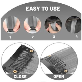 Hair Extensions Clip in,22 Inch Colored Hair Extensions Straight Hairpiece,Multi-colors Party Rainbow Long Straight Colored Long Synthetic Hair Extensions for Women Girls (10 PCS - Grey)