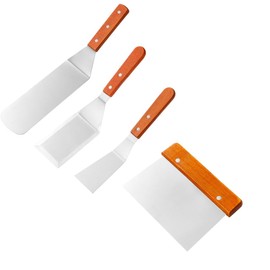 Professional 4-Piece Stainless Steel Spatula Set for BBQ, Griddle, Flattop Grill - Heat-Resistant, Non-Slip Handle, Heavy Duty Metal Turner for Cooking, Flipping Burgers, Pancakes, Eggs