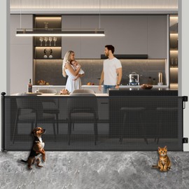 Huafly 138 Inch Retractable Baby Gates Extra Wide, no Drilling Baby Gates for Large Openings, Child Gates, Safety Gates, Extra Long Dog Gates on Doorways, Stairs, Outdoor, Indoor (Black, 138 Inch)