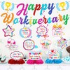 13 Pcs Work Anniversary Decorations, Happy Workiversary Banners with Hanging