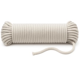 100 ft Braided Cotton Rope Clothesline 4 mm | Heavy Duty, High Strength, Shock Absorbing Cord for Tie-Down, Swinging, Camping & DIY Projects