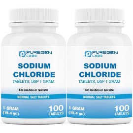 Puregen Sodium Chloride Tablets Normal Salt 1 GM (1000 mg) 100 Tablets Pack of 2