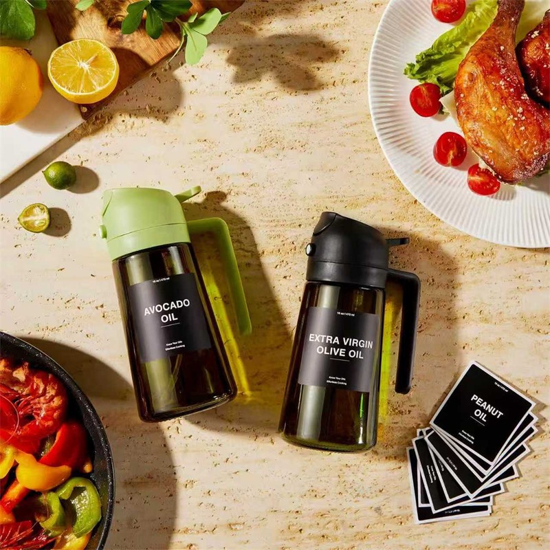 2-in-1 Olive Oil Sprayer for Cooking – 16 oz Glass