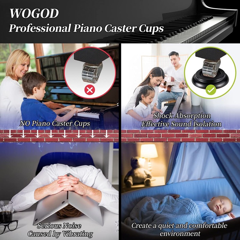 Piano Caster Cups Leg Floor Protectors WOGOD Upright Piano Caster