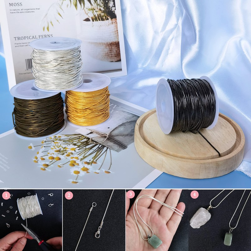 CREATZONE 32.8 Feet 1.2mm Black Snake Chain Necklace Link Cable
