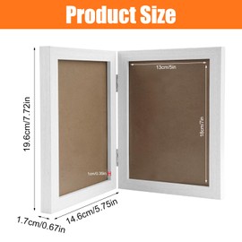 TESSTSY Picture Frame 13 x 18 Wooden Double Picture Frame Double Picture Frame for 2 Photos Folding Wooden Picture Frame Foldable with Glass for Home Decoration (White)