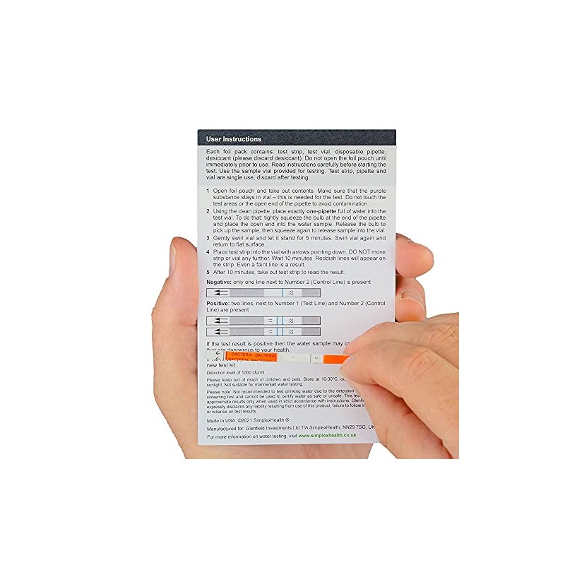 Quick 15 Minute Water Bacteria Test (2 Tests) for swimming