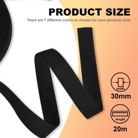 KINETOX 20m Black Webbing Strap 30mm Polypropylene Webbing Strap Heavy Duty Anti-Slip UV Resistant Twill Tape Fabric for DIY Enthusiasts Campers to Repair Bags Pet Leashes Camping Gear and Luggage