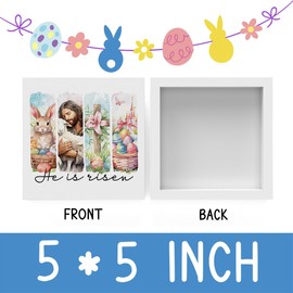 Christian Easter Decor Easter Bible Verse Decor Easter Jesus Decor Easter Retro Cross Decor Easter Eggs Decor, Wooden Box Decor for Rustic Home Bedroom Living Room Table Shelf Office-He is Risen