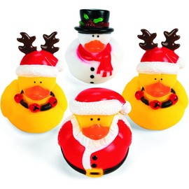 HAPPY DEALS ~ Holiday Rubber Ducks | 12 Pack | Winter Party Favors Santa Snowman Reindeer