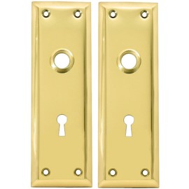 Pair of Brass Plated New York Style Back Plates with Keyhole