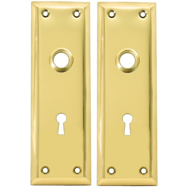 Pair of Brass Plated New York Style Back Plates with Keyhole