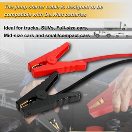Jumper Cables Compatible With De.Walt 20v Batteries, Car Battery Jump Starter, 3.9ft 8 Gauge Auto Booster Cable