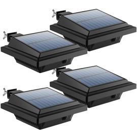 UniqueFire Solar Gutter Lights Outdoor, 40 LEDs Bright Solar Powered led Fence Light Deck Lights Waterproof for Wall, Deck, Fence, Stair, Step and Yard (Black,Warm White-4 pack)