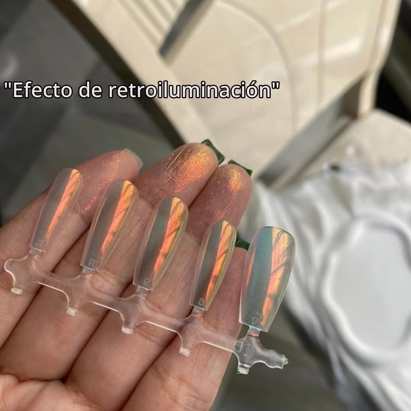 Polvo de Uñas Cromado Holográfico Espejo de Dona Glaseada Aurora