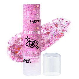 Prreal Body Glitter, Mermaid Face Glitter Stick Makeup Holographic Sequins, Hair Glitters Eyeshadow Body Shimmer for Rave Accessories, Stage Christmas Festival Makeup Glitter Gel (Pink)