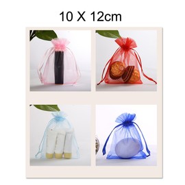 SquEqu 100 Pack Organza Bags 4x5'' Drawstring Chiffon Jewelry Bag Pouch Packaging Pouches for Wedding Favors Christmas Party Festival Present Gift Candy Soaps Makeup Sheer Mixed Color