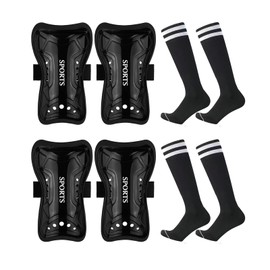 STLTYYP Soccer Shin Guards and Socks for Kids Youth Lightweight Protective Defender Gear for 4-18 Years Old Toddler Children Boys Girls Soccer Equipment(Medium, Black)