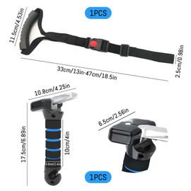DALAETUS 2 Pcs Car Door Handle Set, Portable Car Handle, Car Door Latch Handle, 1 Multifunctional 3in1 Car Door Assist Handle and 1 Snap-on Car Handle for Seniors and Handicapped
