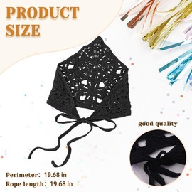 Hollow Crochet Headbands Floral Headscarf for Girls Black Hair Bandanas Headband Vintage Head Kerchief for Women Lace Knitted Floral Hair Accessories