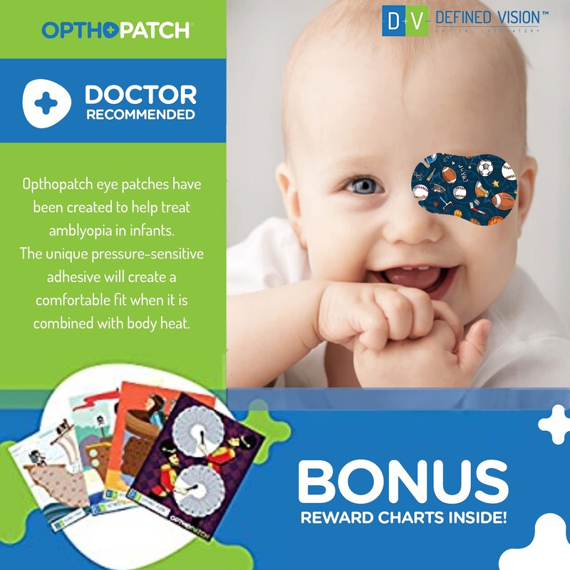Infants Extra Sensitive Adhesive Eye Patch Boys 100 Pack Series