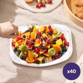 MATANA Reusable Large Aluminium Foil Serving Trays, 35 x 23 cm, Oven and Freezer Safe, Recyclable, Pack of 40